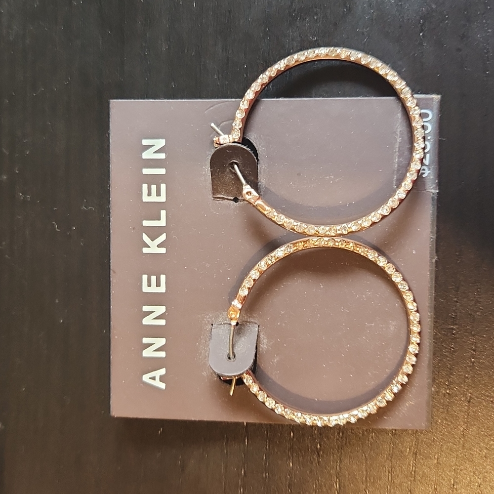 Anne Klein hoop rose gold earrings